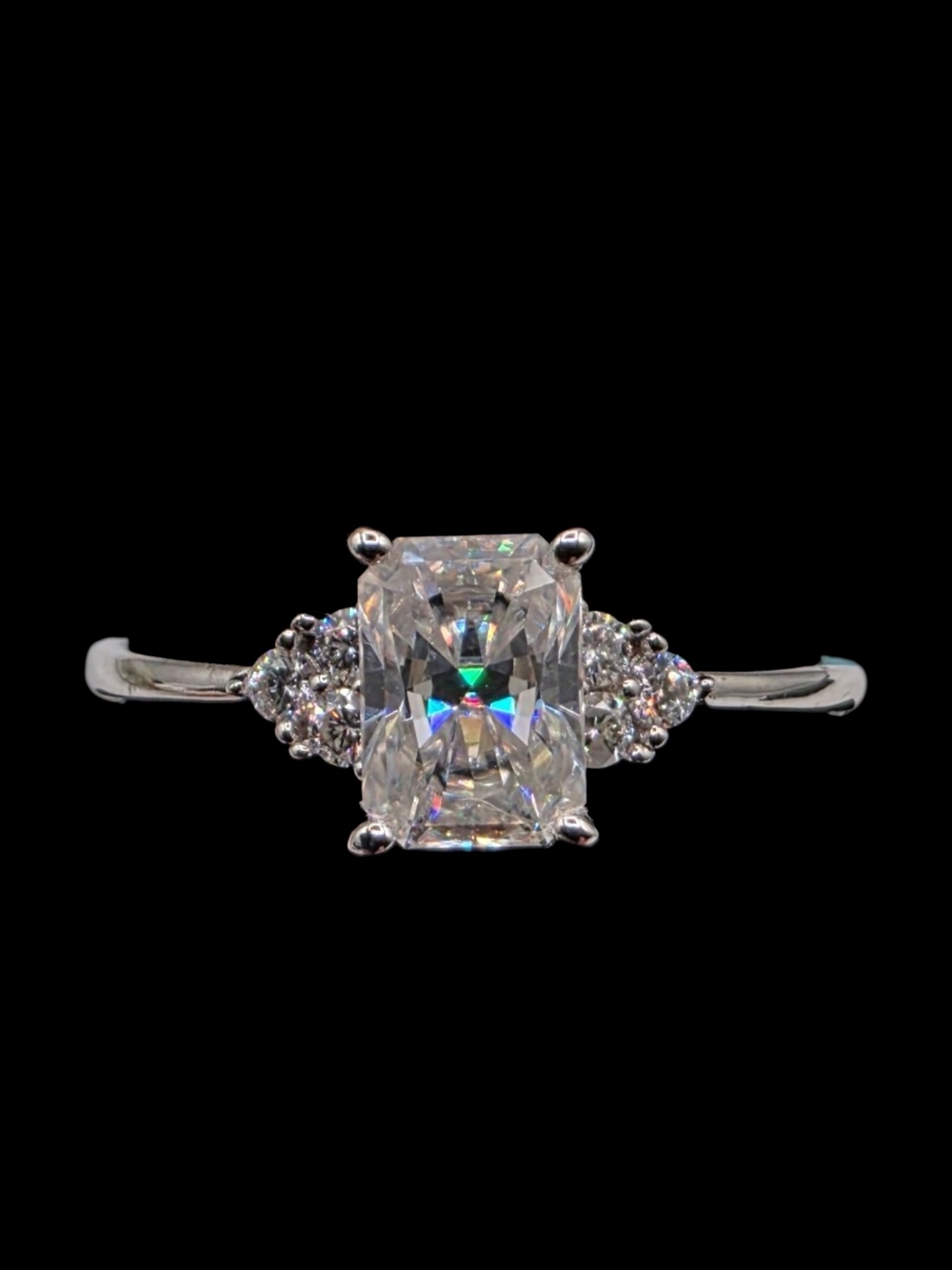 O.15 CTW Moissanite Solid 925 Sterling Silver Engagement Ring Italy Size 8